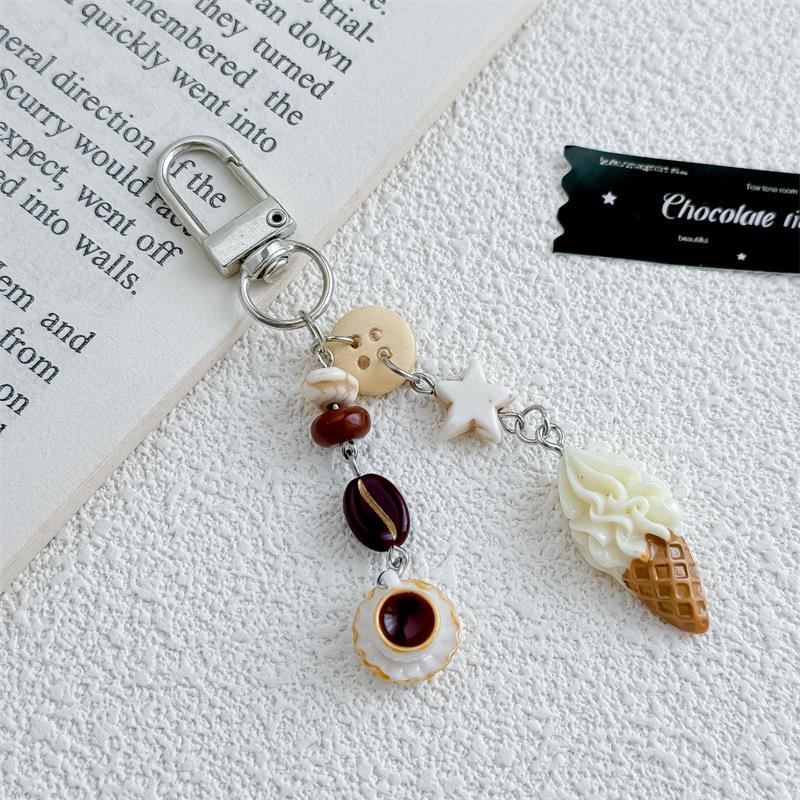 

Cute Coffee Ice Cream Phone Chain Lanyard Bag Keychain Pendant Charm Elegant Keyring Sweet Girly Backpack Hanging Ornament Gifts