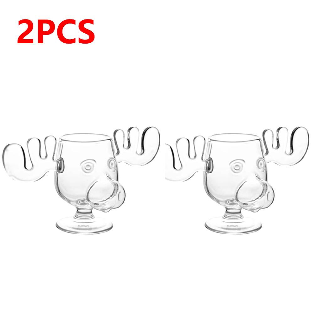 1-3pcs Christmas Elk Glass Cup 240ML Juice Milk Moose Mug Christmas Reindeer Head Beer Water Cup Holiday Party Drinkware Gifts