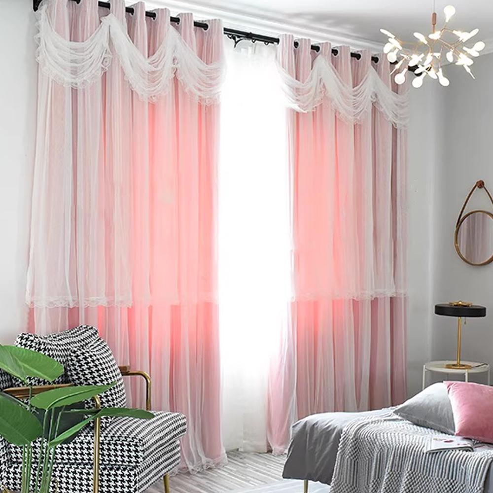 Tenda a Pizzo Stella Principessa Traforata Tre Strati Oscurante Trasparente, Adatta per Camera da Letto e Cameretta Bambini, Antipolvere Blocca Luce