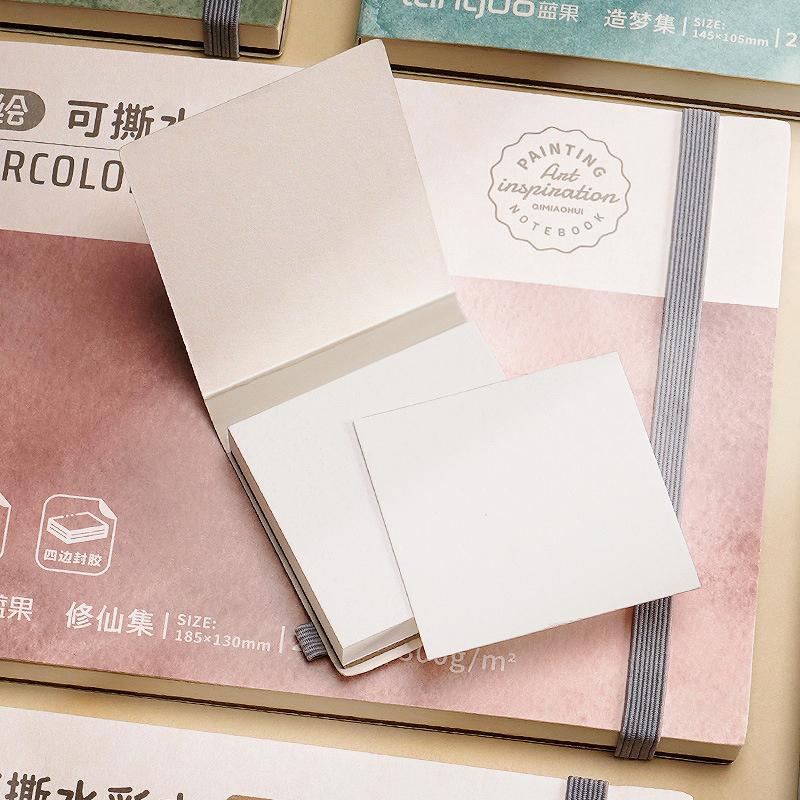 Firkantet Tegnepapirbok i Bomull 300Gsm For Kunstner Akvarell Tegne Notatbøker Mini 20 Ark Skissebok Student Skolemateriell