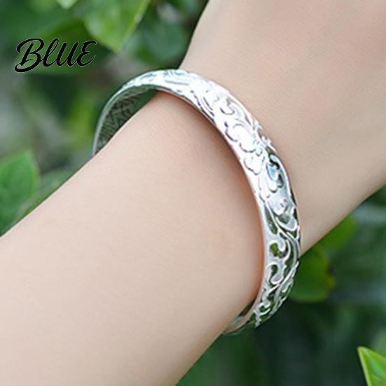 Arm Candy Lady Opening Bracelet Adjustable Circumference Floral Emboss Smooth