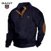 Gant Embroidery Men's Outdoor Casual Standing Collar Long Sleeved Jacquard Knitted Pullover Sweatshirt In Autumn and Winter