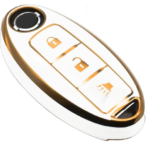 FEYOUN Key Fob Cover Compatible with Nissan 370Z Armada Kicks Murano Pathfinder Rogue Titan Versa Note Infiniti Smart 3 Buttons TPU Remote Keyless