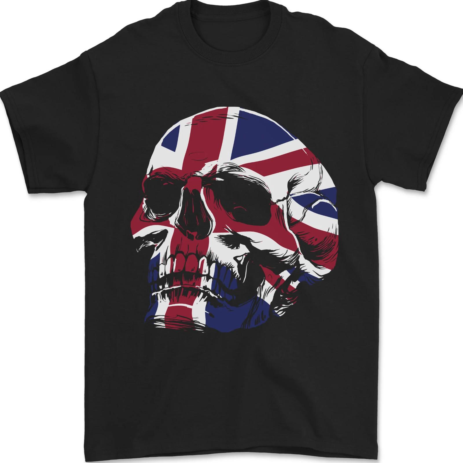 Union Jack Skull Mens T-Shirt 100% Cotton S