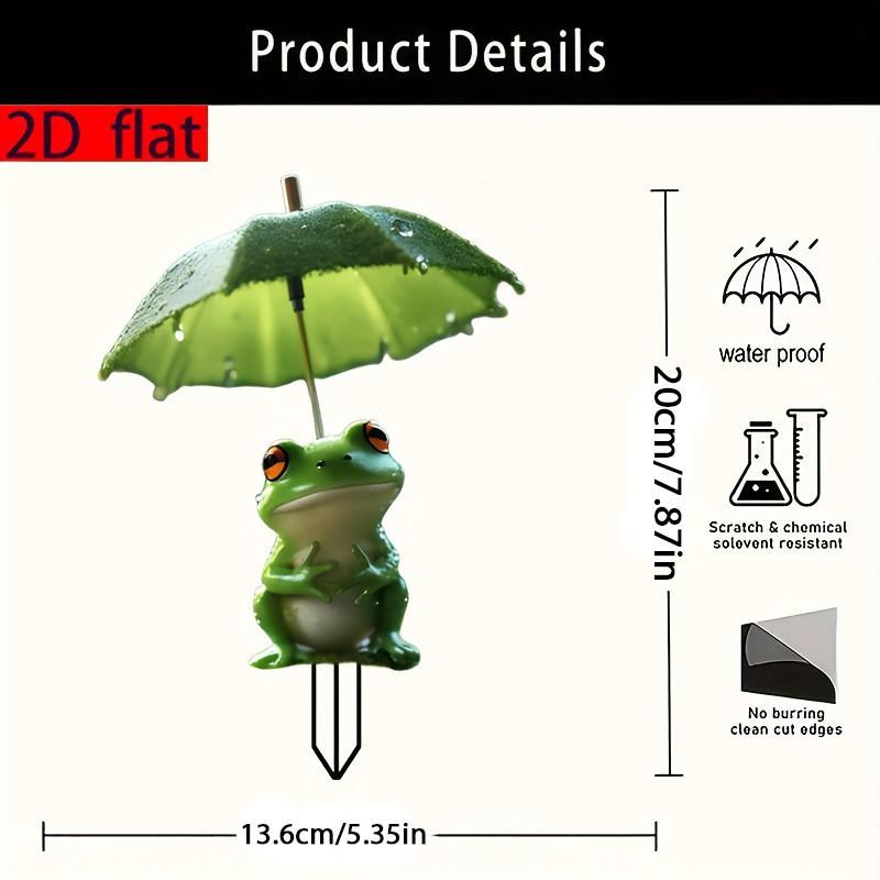 2D Flat, Smiling Frog Is Suitable for Courtyard, Lawn and Gardening/outdoor Accessories/garden Decoration Floor Inserts, Indoor Potted Plants,