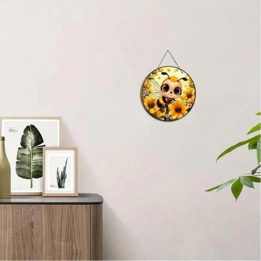 Vintage Metal Wall Art Round Bee Floral Decor Home Cafe Office