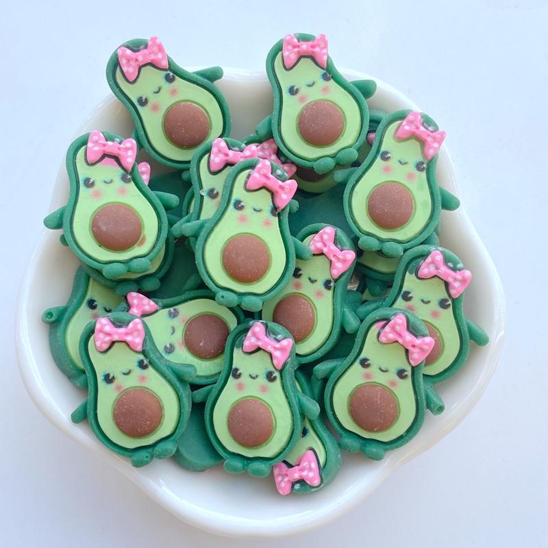 10Pcs/Lot Kawaii Resin Cute Cartoon Avocado Flatback Cabochons For Hair Bow Centers DIY Scrapbooking Decor C149