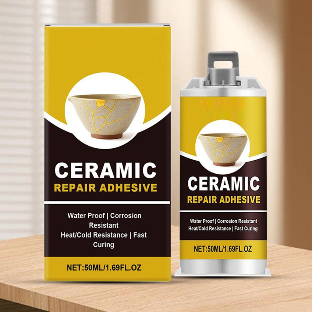 Kit di Riparazione in Porcellana Kit di Riparazione con Colla Ceramica per Ceramiche Adesivo Sicuro per Alimenti per Vasca da Bagno Lavabo Piatto Artigianato Figurini