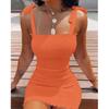 Trendy Solid Strap Short White Dresses Off Shoulder Sexy Skirt Pullover Sheath Mini Summer Beach Female Vest Dress