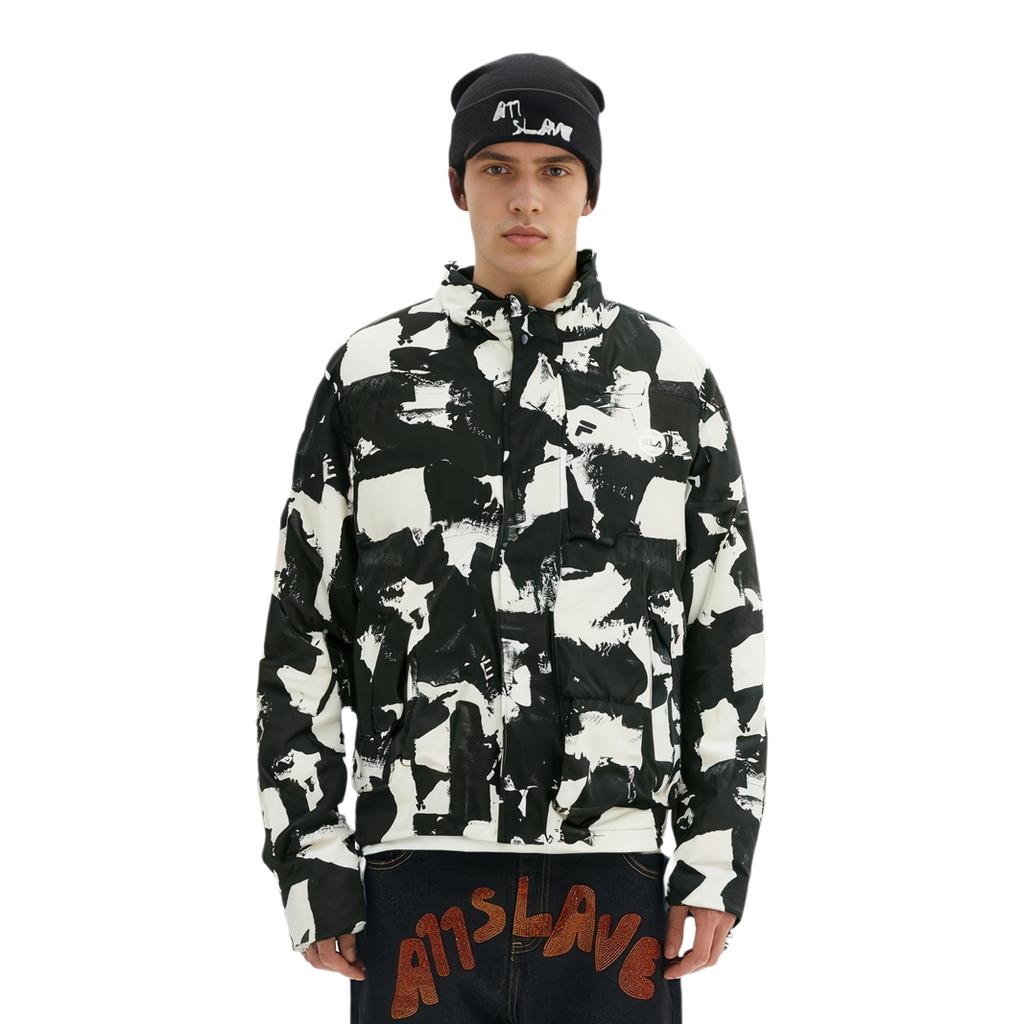 FILA X Études Collaboration All-Over Print Zipper Stand Collar Long Sleeve Down Jacket Men outerwear F11M346901F-ZA