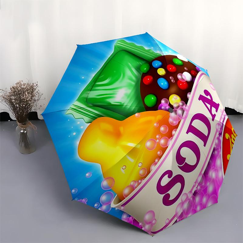 Candy Crush Soda Saga Automatic Opening and Closing, 8 rib Structure Portable Umbrella, Suitable for Men and Women in All Seasons  Perfect G