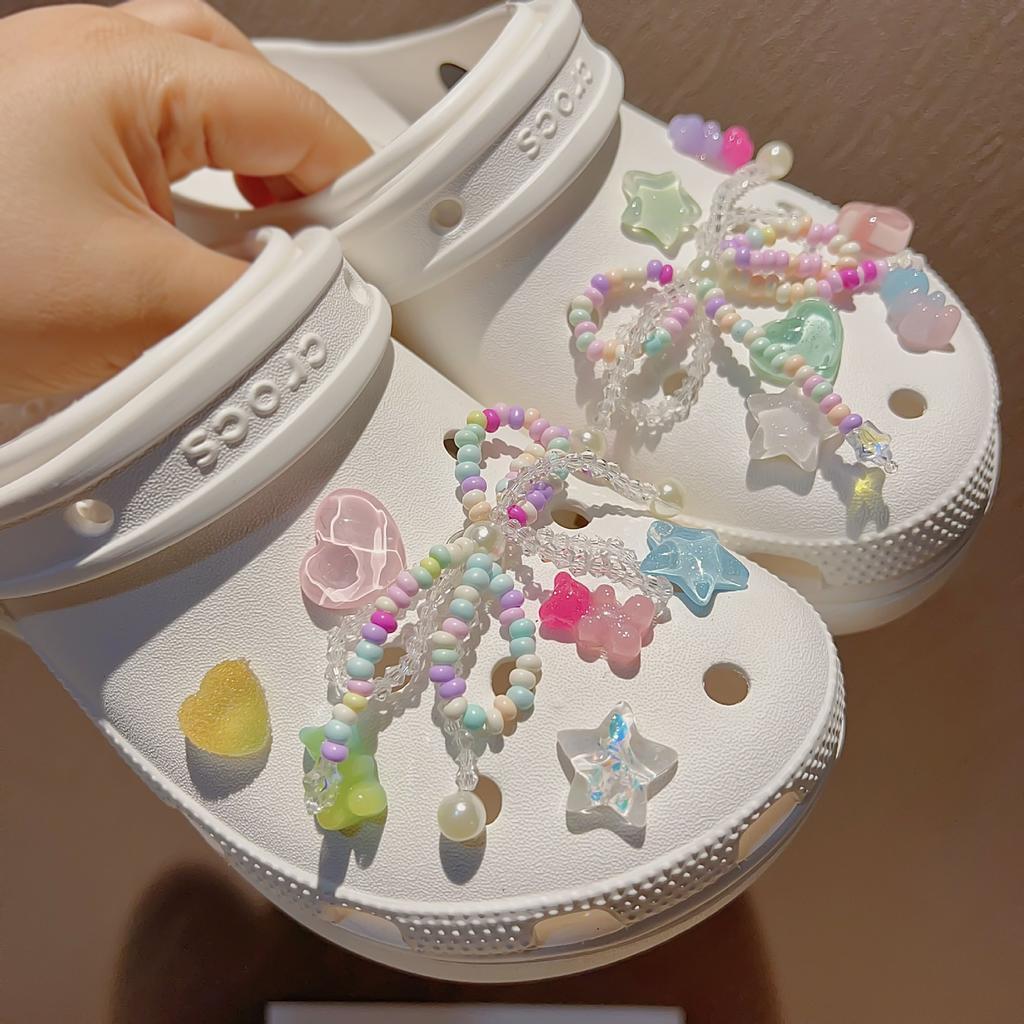 Handmade Beaded Shoe Charms Fairy Style Summer DIY Accessories for Croc Clogs Sandals Decoration