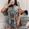 Women's Vintage Casual Solid Color Print Sleeveless Jackets & Coats