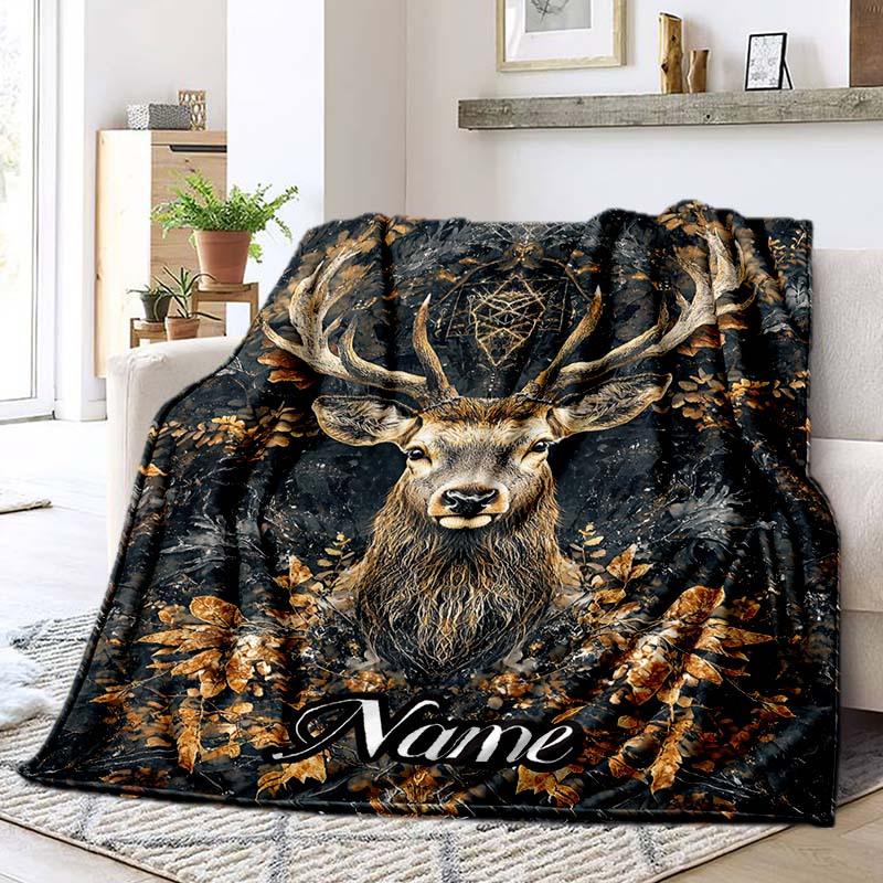 Elk Customize Your Name Outdoor Blanket Used For Chair Office Sofa Bed Camping Soft And Warm Giving Friends And Relatives Birthday Graduation Gift