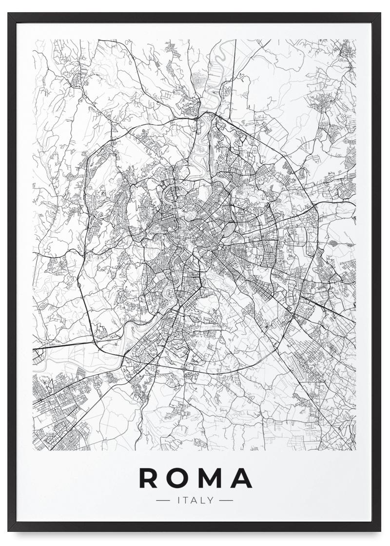 

Плакатна карта плану міста Рим у чорній рамці 21x30 cm
