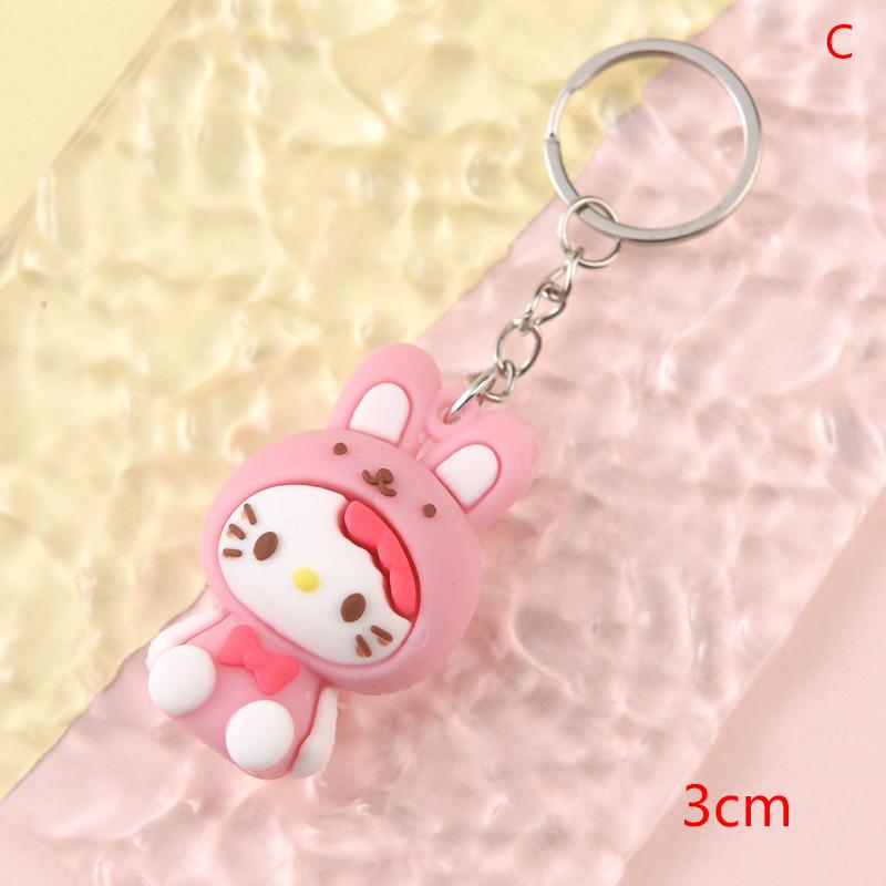 Sanrio Keychain Cute Animated Cartoon Kuromi Melody Cinnamoroll Silicone Keyring Backpack Accessories Decorations