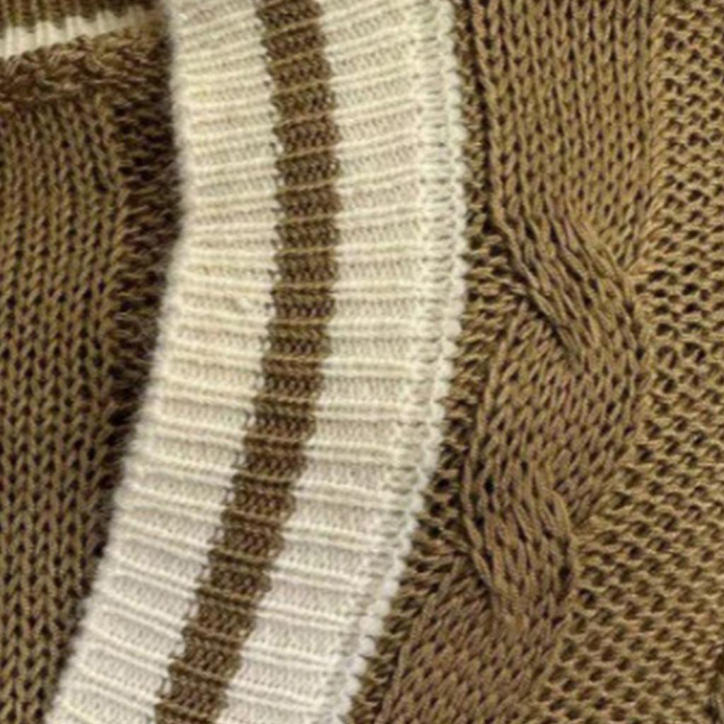 Women's Autumn And Winter V-neck Color Matching Loose Knitted Sweater Cardigan