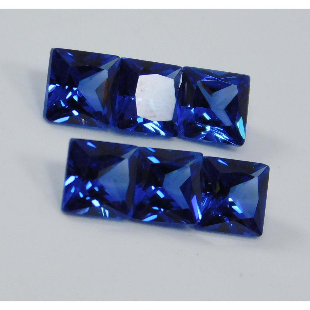 Natural Blue Sapphire Square Cut 7x5 Mm 6 PCS Lot Gems For Gift CERTIFIED MULTTIQ132