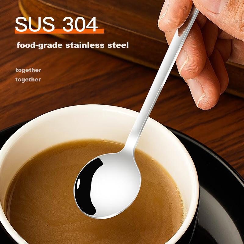 304 Stainless Steel Coffee Spoon with Long Handle, Ice Spoon, Small Soup Spoon, Honey Spoon, Seasoning Spoon, Dessert Mixing Spoon, Golden Color