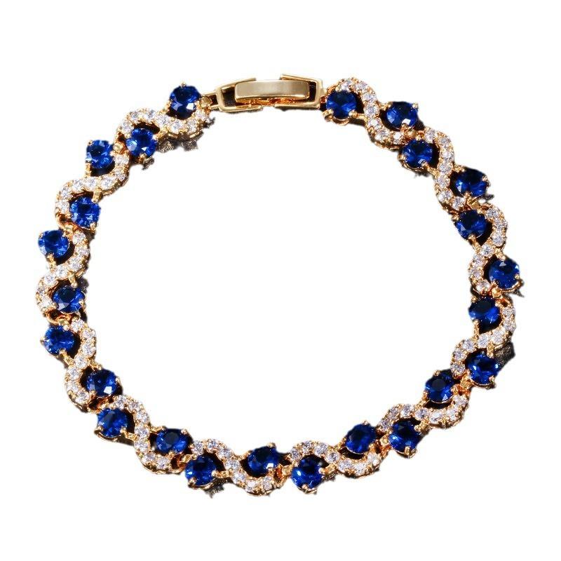 Environmentally Friendly Alloy Cross-colored Agate Hand Jewelry with Elegant and Luxurious Style for Ladies - Gemstone Crystal Hand Chain