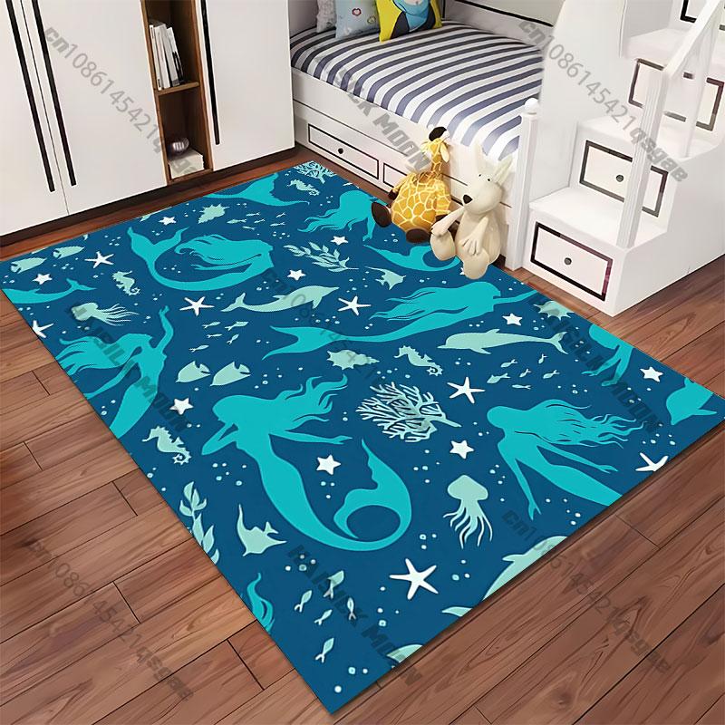 Underwater mermaids oceanic creatures carpet Yoga living room room decor children's crawling mat doormat area rug
