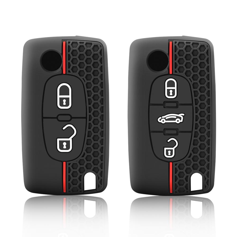 2 3-przyciskowy pokrowiec na kluczyk dla Citroena C-Crosser C3 C4 Picasso Berlingo Pokrowiec dla Peugeot Partner Tepee 207 307 308 407 Brelok
