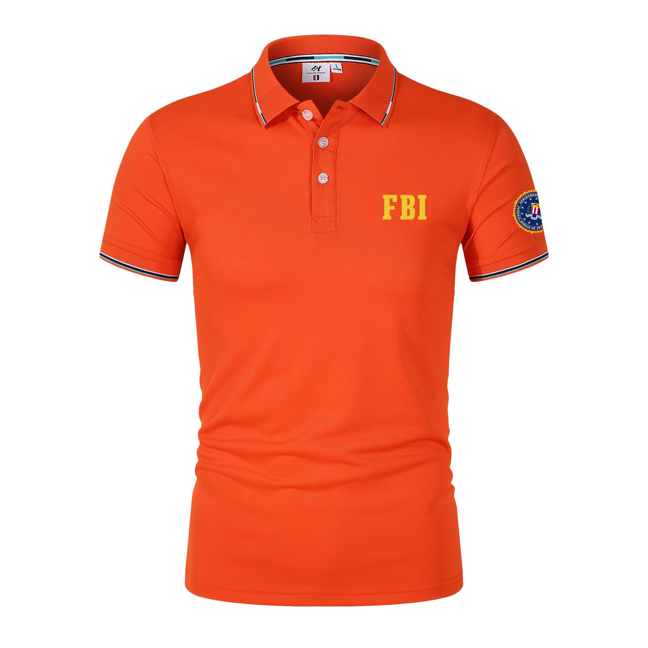 Мужская летняя повседневная дышащая рубашка-поло FBI XL оранжевый