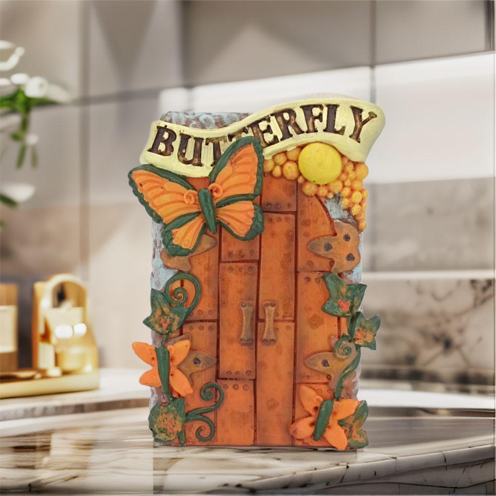 Resin Crafts Miniature Garden Door Cute Garden Fairy Gate  Desktop Decoration