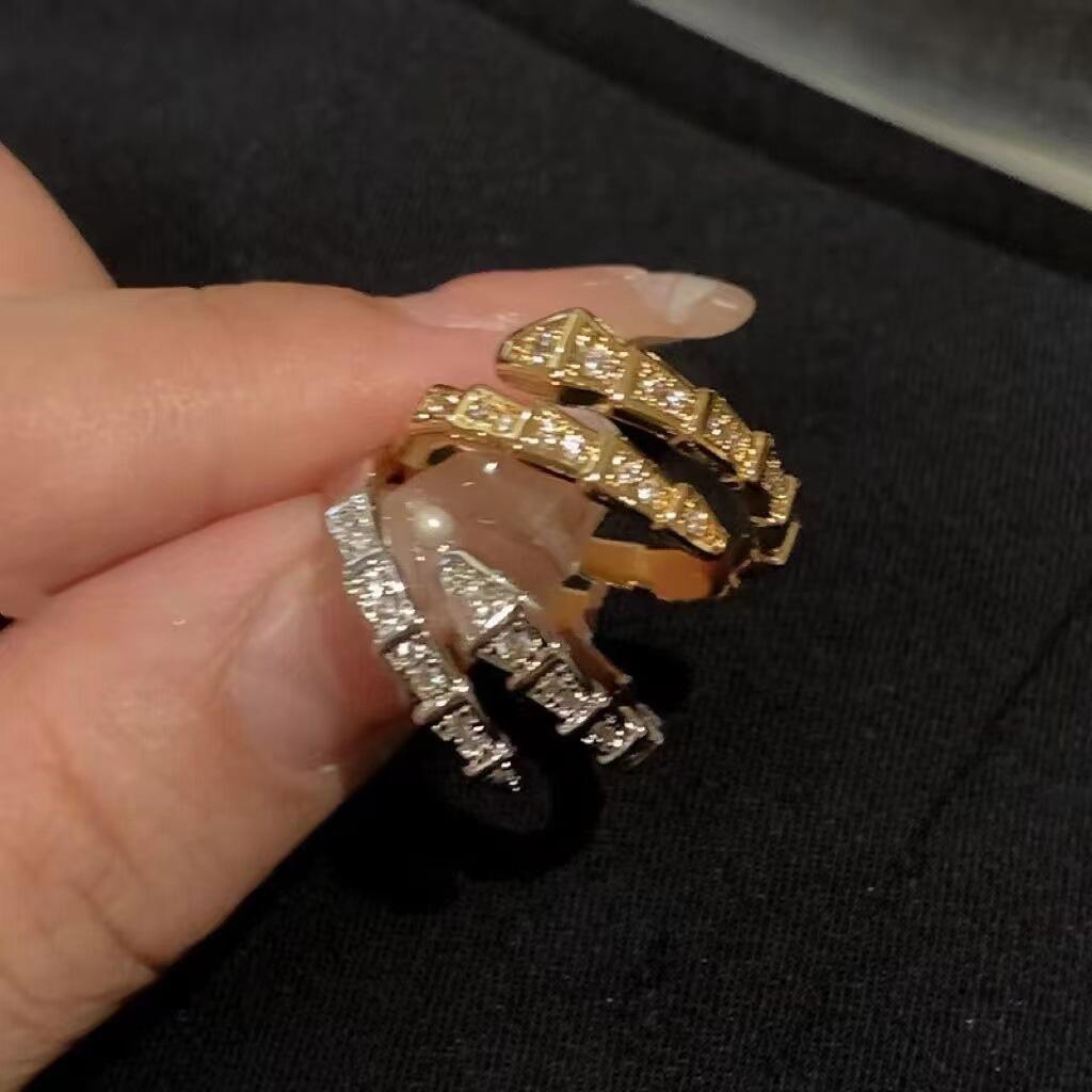 Punk Retro Snake Rings for Women Personality Shine Open Adjustable Finger Ring Party Jewelry Gift