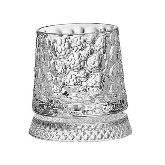 Szklanka do whisky 280 ml, obracana o 360 stopni, z delikatnym wytłaczanym wzorem, stabilna odłączana podstawa, kubek do picia, naczynia