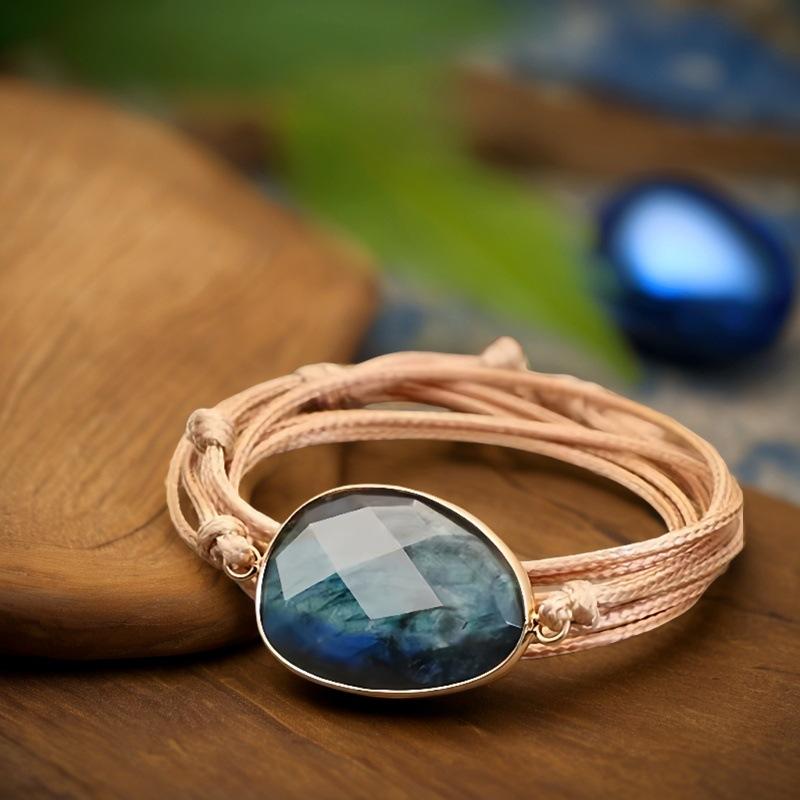 

Богемные украшения, лабрадорит, многослойный плетеный вручную браслет дружбы, регулируемая ручная работа. Khaki