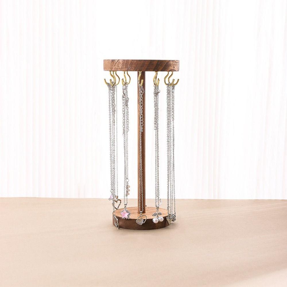 Hanging Countertop Necklace Earrings Stand Solid Wood Jewelry Storage Rack  Chains Pendant