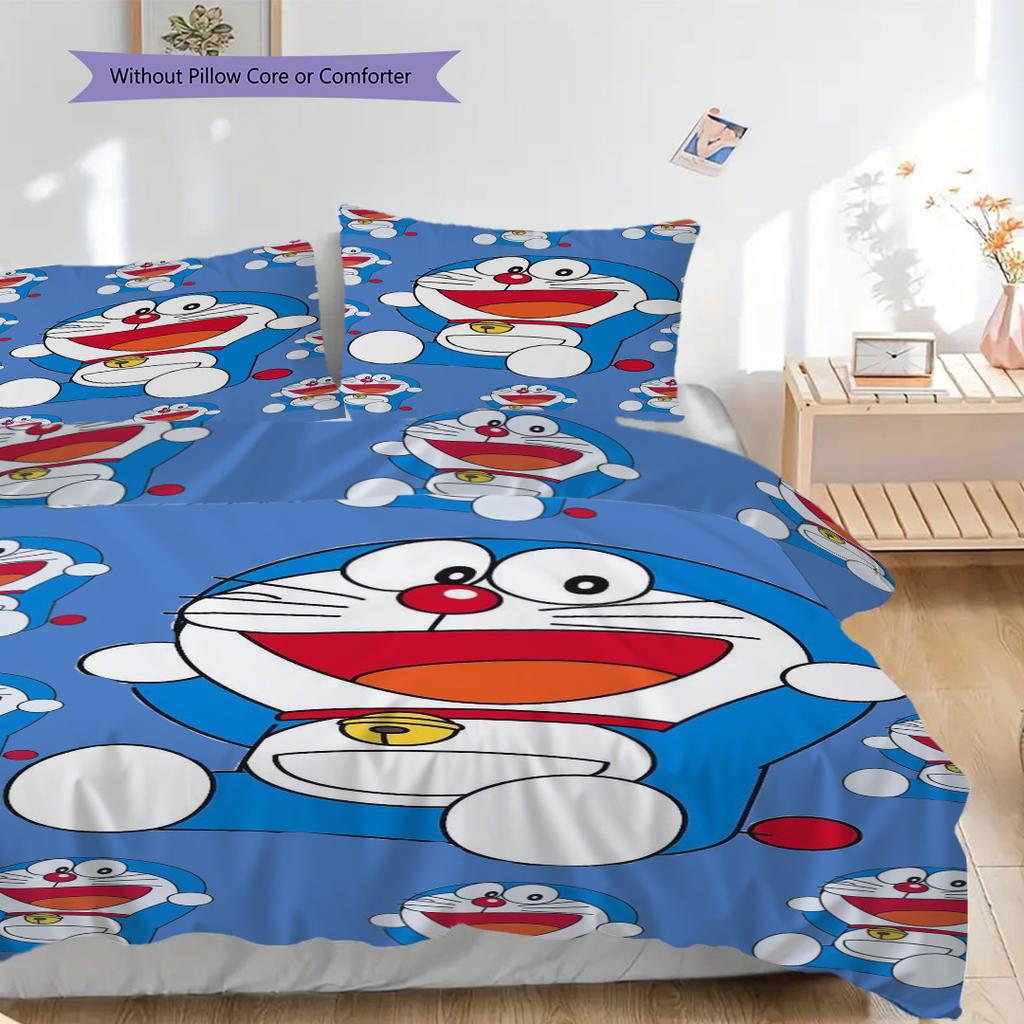 Ropa de cama Doraemon Azul Lindo 1 Funda Nórdica 2 Fundas de Almohada Sin Relleno Juego de Ropa de Cama Funda Nórdica y Funda de Almohada Regalo de Navidad Cumpleaños