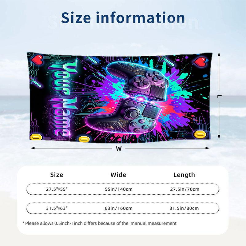 Adventure Journey Theme Beach Towel Personalized Custom Name & Text Soft Quick Dry Beach Towel for Swimming Travel