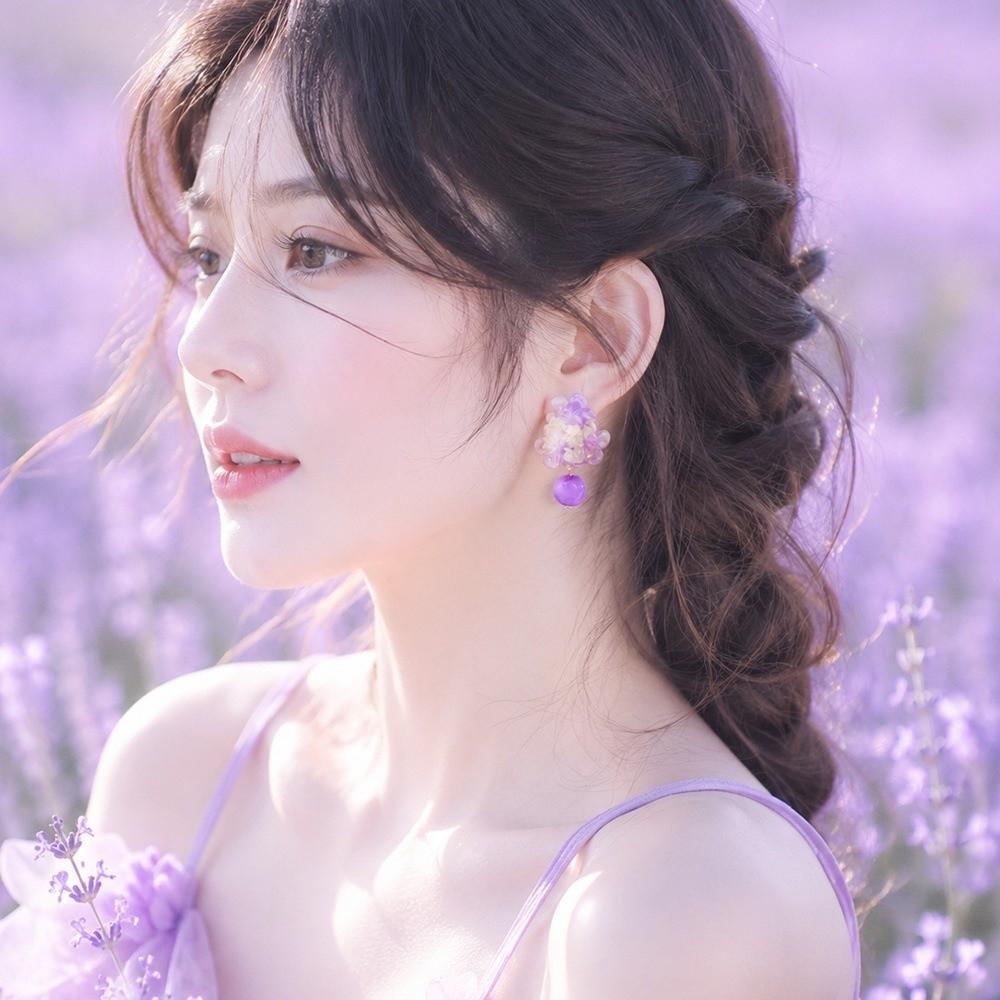 1pair Pink Blue White Fabric Flower Earring Ear Accessories Vacation Beach Daily
