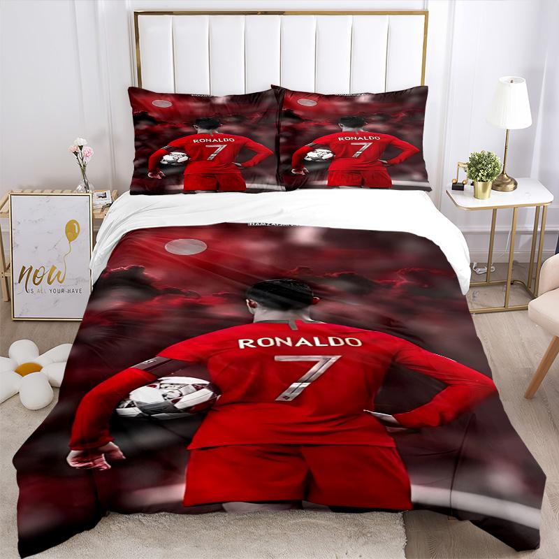 Ronaldo Number Print 3Pcs Bedding Set,Duvet Cover with 2 Bedro,Pillowcase Home Birthday Gift