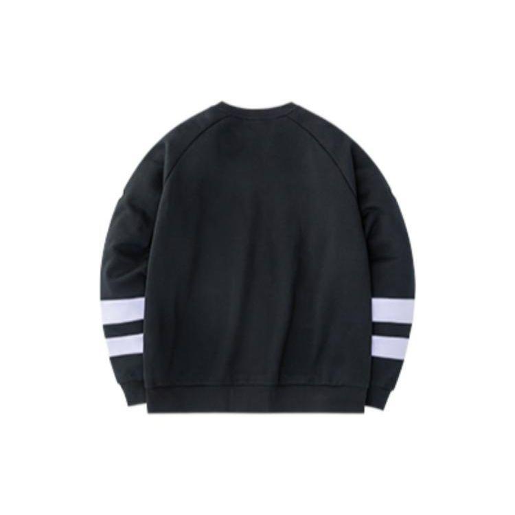 Anta Lifestyle Series Letter Stripe Pattern Printed Round Neck Long Sleeve Sweatshirt Women Sweatshirt Basic-Black 162248739S-2