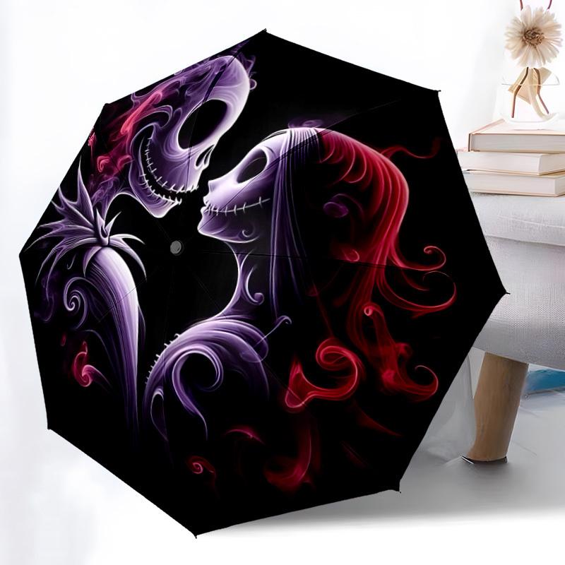 1pc Skull Automatic Folding Umbrella - Portable Collapsible Design, 8-Rib Iron Frame yy251209092