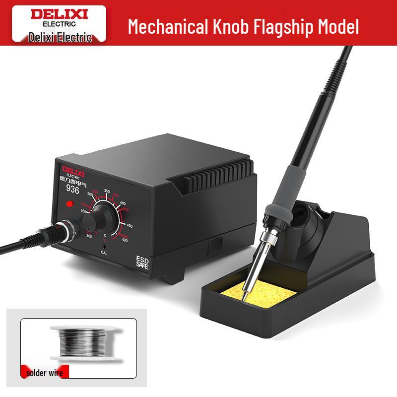 Delixi 936 Adjustable Soldering Station: High-Power, Constant Temperature Soldering Iron for Household Repair & Welding.