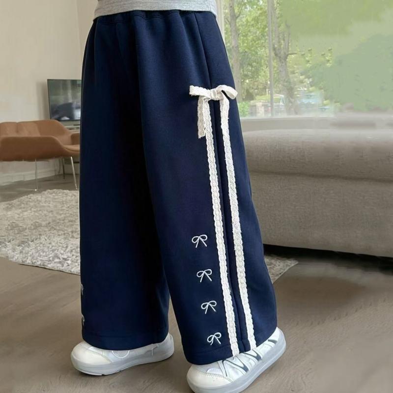 Mädchen Schleife Gerade Hosen Herbst Frühling Kinder Mode Weite Hosen Herbst Neu Kinder Elastisch Lässig Jogginghosen