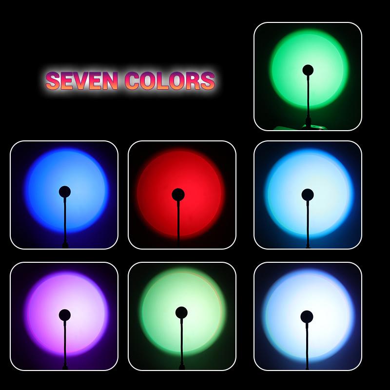 Sunset Light USB Projector Lamp Rainbow 7 Colors Projection Lamp Background Atmosphere Light for Living Room Bedroom Decor