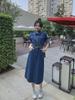 Real Shot Plus Size Denim Short-Sleeve Dress for Women - Summer Collection, Slimming Waist Design