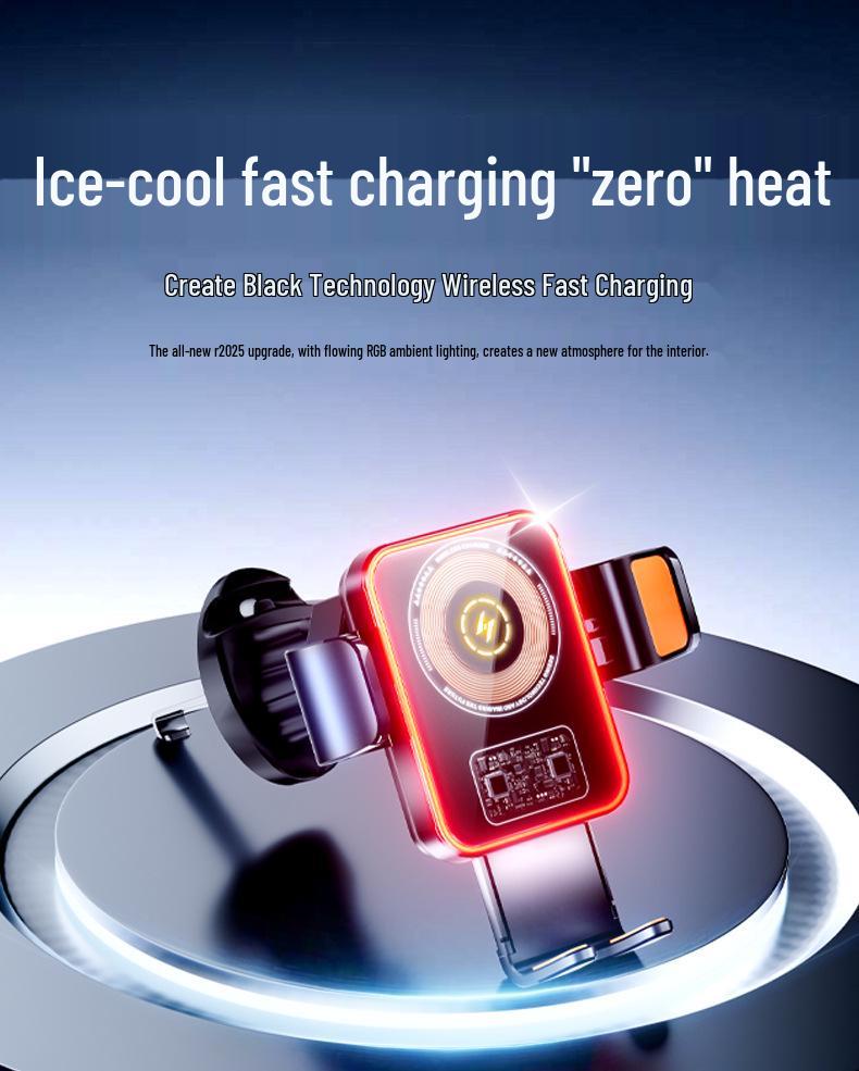 Wireless Fast Charging Car Phone Holder with Automatic Clamping & Shockproof Air Vent Mount