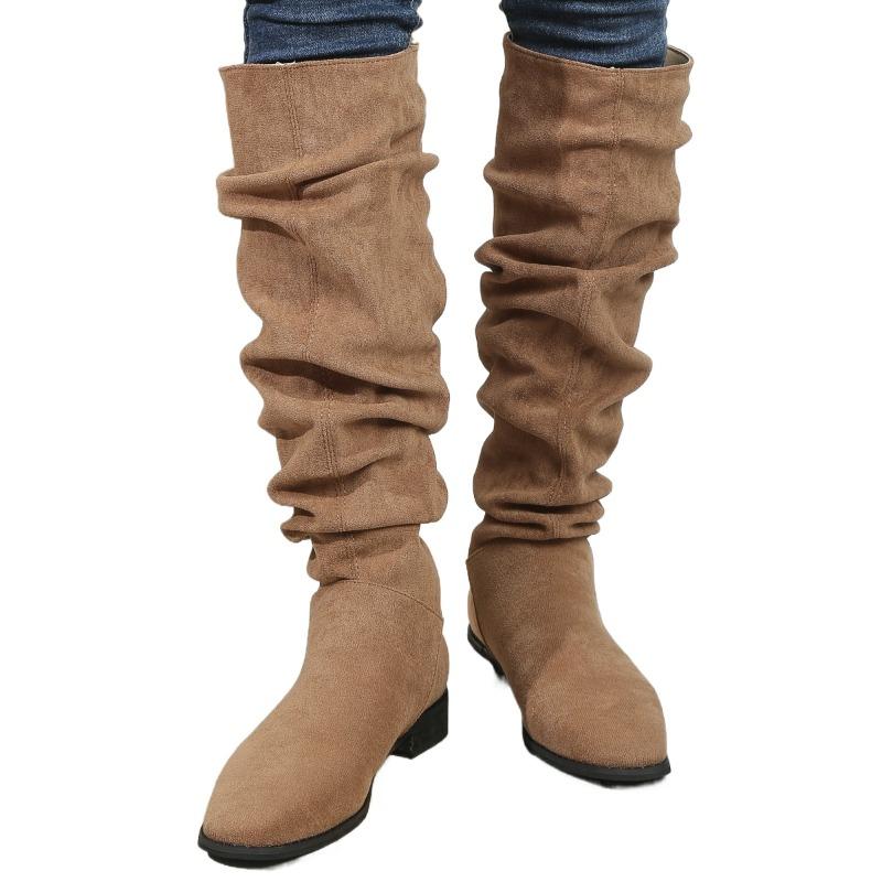 Fashion Autumn and Winter Fashion New Style Sexy Solid Color Warm Round Toe Thick Bottom Low Heel Comfortable Women's Boot Zapatos Mujer