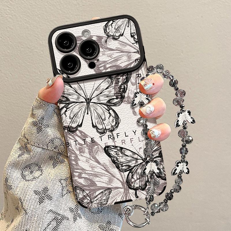 Retro Butterfly Chain Is Suitable for Apple 17promax Mobile Phone Case Iphone15 Silicone 16 Flip Fur 14 Huawei