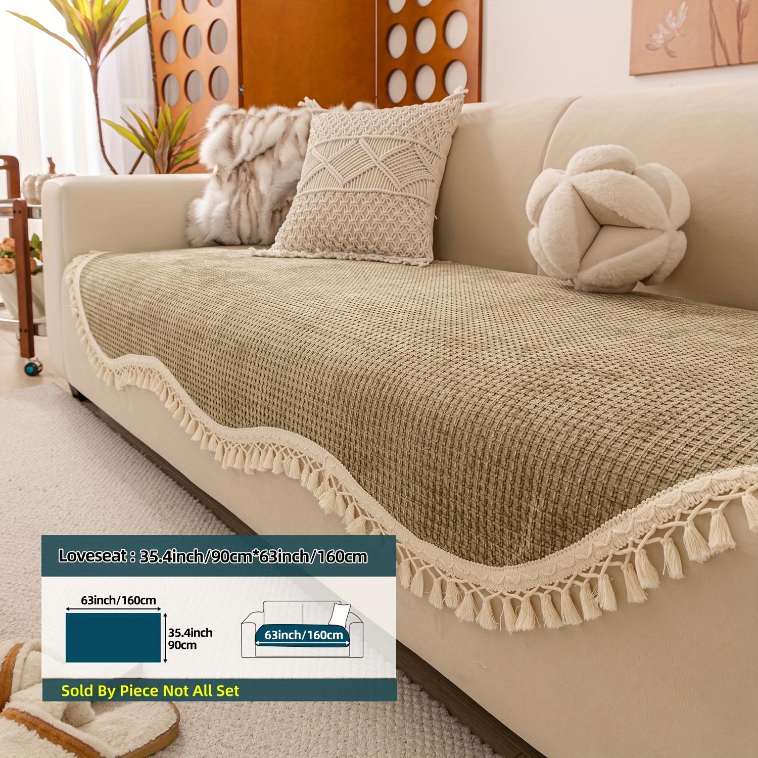 

Классический стиль Шенилловый чехол на диван с кисточками, Машинная стирка, Защита для мебели, не скользящая, подходит для домашних животных, для кресла, дивана-кровати и секционных диванов 90*160cm зелёный