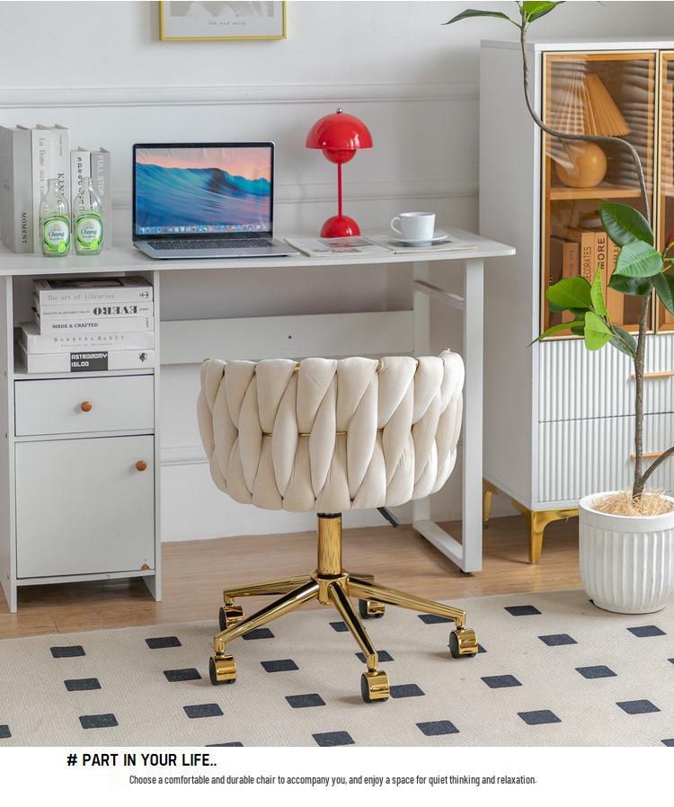 Elegant Gold Makeup & Dressing Stool with Fabric Upholstery