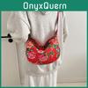 Stylish Large Capacity Tote Bag For Women In Fashionable Red And Green Oxford Cloth