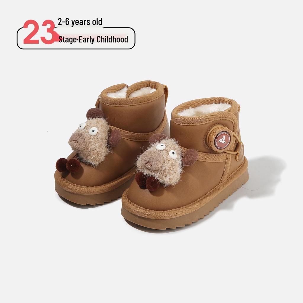 Non-Slip Baby Toddler Snow Boots with Velvet Lining and Cartoon Decoration