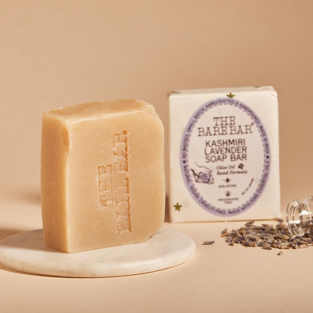 

The Bare Bar Kashmiri Lavender Soap Bar - 100 gm | Natural & Organic Handmade Bathing Soap for men and women | Paraben and Sulphate free | V